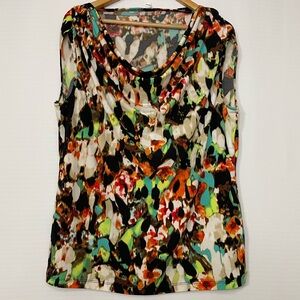 Calvin Klein Women’s Abstract Print Sleeveless Cowl Neck Top Size L